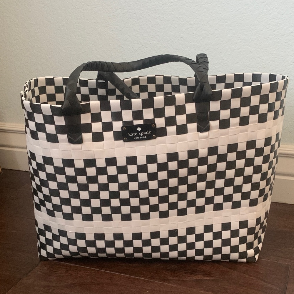 Kate Spade Monochrome Checkered Tote 20 X 13 X 6- EUC